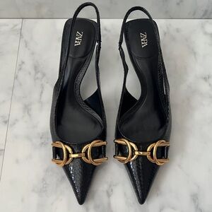Zara Black and Gold Heels